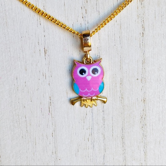 Cute Owl Pendant in Gold Chain Necklace - Picture 3 of 3